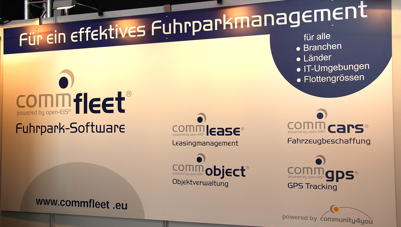 community4you AG präsentiert comm.fleet auf dem Fuhrpark-FORUM 2014 | Werbewand community4you AG präsentiert comm.fleet auf dem Fuhrpark-FORUM 2014 | Werbewand